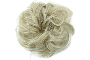 CAISHA Scrunchie Haarteil Haargummi Dutt Haarverdichtung Groß Emilia Gewellt Unordentlich DM15cm Hellblond G8E