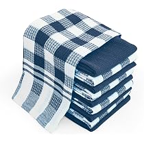 Set Di 4 Strofinacci Da Cucina In Cotone 100% - Motivo A Quadri Neri, 30.5x30.5 Cm, Asciugatura Rapida