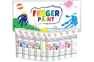 BLOT Colori a Dita Lavabile 10 Colori 36ml Set di Pittura per Bambini Atossico Pittura a Dita per Bambini Neonati Dipingere Arti e Mestieri