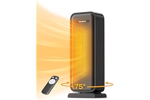 PELONIS Ventilador calefactor 2000W, con mando a distancia, de bajo consumo, calefactor cerámico portátil, 75° de oscilación, para cuartos de baño