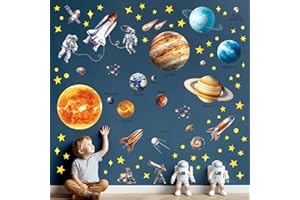 DECOWALL DS12-8077 Układ Słoneczny Planety Tatuaż ścienny Przestrzeń Kosmos Naklejka ścienna Plac Naklejka ścienna Dekoracja ścienna do sypialni, pokoju dziecięcego