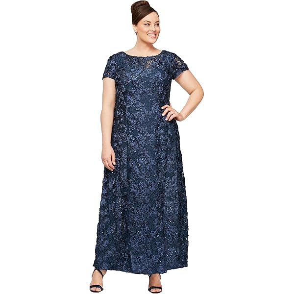 Alex Evenings Women's Long A-line Rosette Dress, Violet, 8: Buy Online at  Best Price in UAE - Amazon.ae