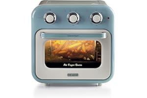 Ariete 4632 Friggitrice ad aria e forno Vintage, 1400W, 2in1, Capacità 16L, Accessori inclusi, Timer 60 minuti, Doppio vetro, Celeste