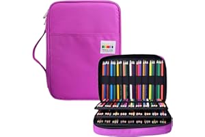BOMKEE Trousse à Crayons colorée 220 Slots Portable Dessiner Peindre Pochette Sac de Rangement étanche Multicouche pour stylos Aquarelle pour Enfants et Adultes