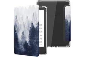 MoKo Funda para 6" Kindle (11ª Generación 2024/2022), Cubierta Ultra Delgada Estuche Carcasa TPU Transparente Flexible Trasera Auto Activación/Reposo de Kindle 2024 11ª Generación, Bosque Gris