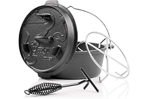 BBQ-Toro Dutch Oven Premium Serie | 4,2 Liter (DO45P), Topf ohne Füße | bereits eingebrannt - preseasoned | Verschiedene Größen | Gusseisen Kochtopf | Bräter mit Deckelheber