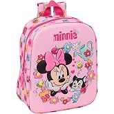 Safta | Triple Disney Minnie Mouse Baby School Pencil Case, Children's School Pencil Case with 3 Separate Compartments and Zi