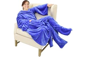 Catalonia TV Blanket, Cuddly Blanket, Full Body Blanket with Sleeves and Feet, Gift Blanket for Dressing, Winter Fleece Sherpa Warm Blankets for Adults, Women, Men