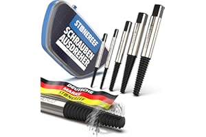 STONE REEF Juego extractor de tornillos rotos [5 uds. HSS 4241] – Kit profesional para quitar tornillos dañados – Extractor rosca izquierda con estuche compacto