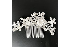 Txian Wedding Bridal Bridesmaid Flower Crystal Rhinestones Pearls Hair Comb Clip