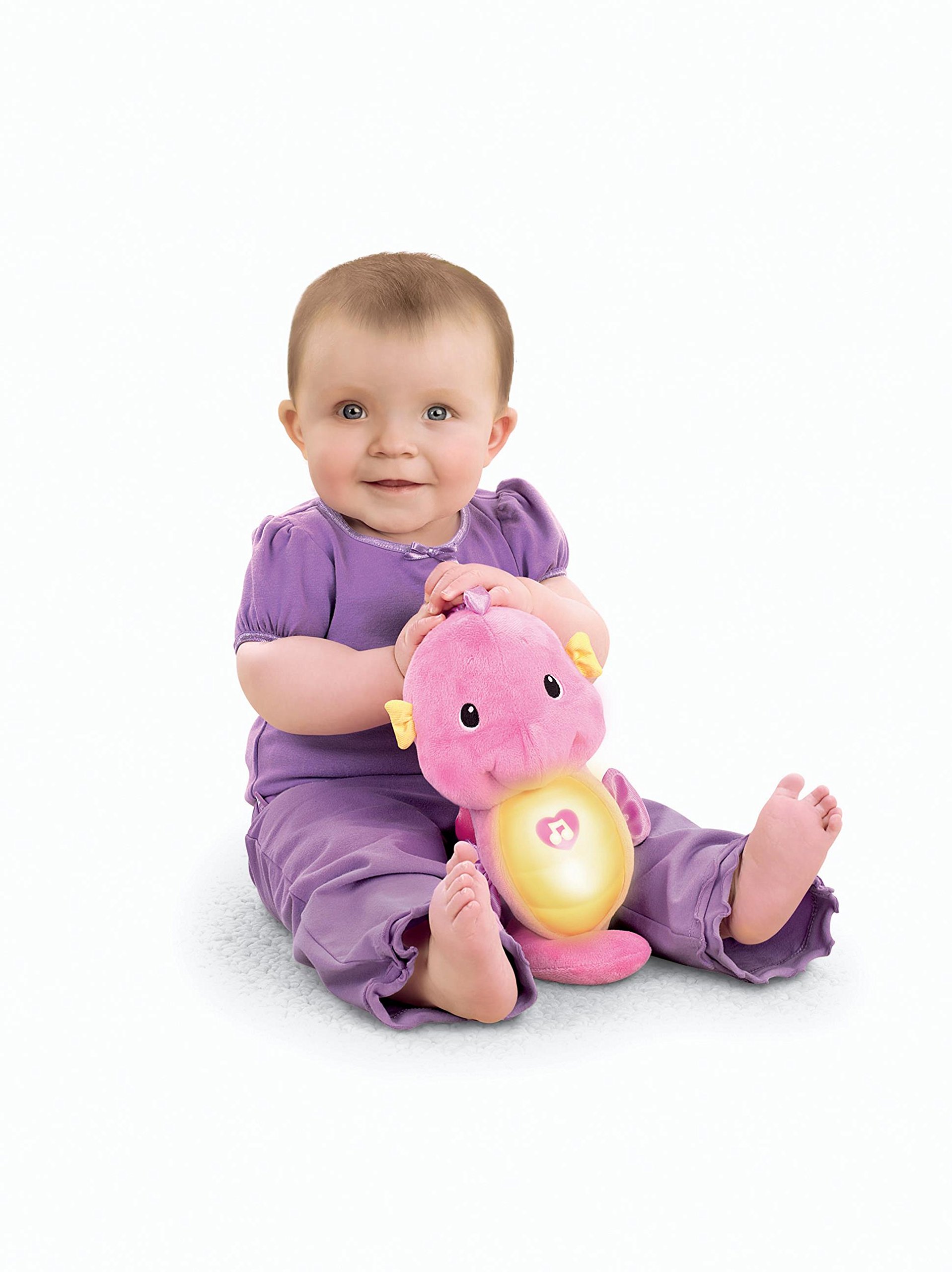 FisherPrice Soothe and Glow Seahorse, Newborn Soft Toy with Calming