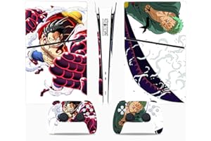 MaD Vision® Extra-Durable Skin Kit per PlayStation 5 (PS5) Digital Slim | Set di Pellicole Adesive in Vinile Opaco per la Console e 2 Controller - per Anime|OnePiece Design