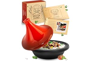 KRUSTENZAUBER Tajine Topf 2-4 Personen - Hochwertige 27cm Gusseisen Tajine Orientalisch - Tajine Induktion und Ofengeeignet, Tajine-Topf, marokkanische Tajin, Tachine, Tagine, Tahini, Tajines, Tahin