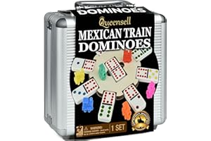 QUEENSELL Set De Domino Mexicain avec Moyeu en Bois, Jeux De Société avec Tuiles Domino – Jeu De Dominos Double 12 pour Soirée Jeux en Famille pour Adultes Et Enfants À Partir De 8 Ans