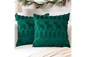 Artscope 2 Pezzi Natalizio Federe in Lana Corta Velluto Copricuscini Morbido Decorativo Fodere per Cuscino Lusso Stile per Divano Camera da Letto Natale Verde 50x50 cm