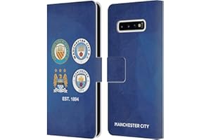 Head Case Designs Officially Licensed Manchester City Man City FC 1894 Navy Blue Geometric Historic Crest Evolution Leather Wallet Case Compatible With Samsung Galaxy S10+ / S10 Plus