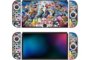 PRYSM GAMING Coque de protection en caoutchouc TPU robuste et résistante pour console Switch originale OLED et Joy Cons (Super Smash Bros, OLED Switch)