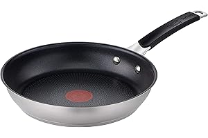 Tefal Jamie Oliver by E51206 - Padella da 28 cm, rivestimento antiaderente, sicura, con segnale termico, manico rivettato, adatta a induzione, cottura sana, acciaio inox