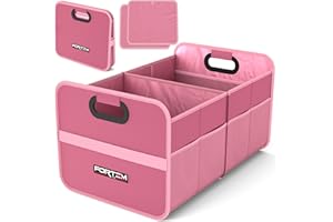 FORTEM Car Boot Organiser, Collapsible Two Compartment Organizer, Foldable SUV & Truck Storage for Car Accessories for Women Men, Non Slip Bottom, Sturdy Side Walls, Strong Handles, 50L