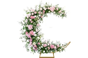 Fiita Support d'arche de Ballons incurvé de 2 m, Arche de Fond de Mariage, Arche de Lune pour cérémonie, fête d'anniversaire, fête prénatale, Cadre de Ballons à Fleurs Semi-incurvées avec Base