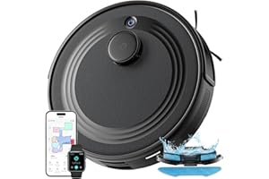 LEFANT M2 Robot Aspirapolvere Lavapavimenti con Mappatura Laser dToF 2 in 1, 6000Pa, Navigazione Intelligente PSD Anti-Ostacoli, 160 Min,Controllo APP/Alexa, Ideale per Peli Animali，Nero