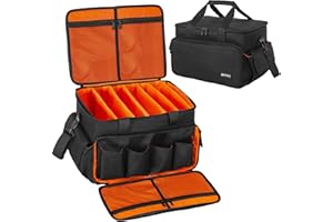 OUUTMEE Sac pour Câbles DJ, Étui de Rangement pour Câbles DJ avec Séparateurs Amovibles, 1680D Sac de Transport pour Équipement de DJ, Accessoires de Musique (Petit)