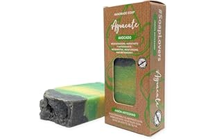 BIG SOAP FACTORY Jabón Natural de Aguacate - Jabon de Manos, Cuerpo, y Cara Hidratante y Antioxidante, Pastilla Sólida Ecológica y Artesanal, Fabricado en España, Vegano y Sin Aceite de Palma (100 g)