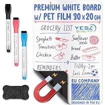 Magnetische Whiteboard-Folie Für Kühlschrank A4 (30x20 Cm) – Mit Stiften & Radiergummi, Schmutzabweisend