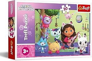 Trefl - Koci Domek Gabi, Gabi i Jej Uroczy Domek - Puzzle 30 Elementów - Kolorowe Puzzle z Bohaterami Bajki, Kreatywna Rozrywka, Koty, Muzyka, Zabawa dla Dzieci od 3 lat