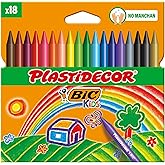 BIC Kids Ceras de Colores para Ni&ntilde;os a Partir de 30 Meses, Plastidecor, Colores Surtidos, Cl&aacute;sico, Material Escolar, 18 Unida