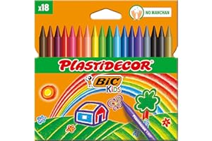 BIC Kids Ceras de Colores para Niños a Partir de 30 Meses, Plastidecor, Colores Surtidos, Clásico, Material Escolar, 18 Unidad (Paquete de 1)