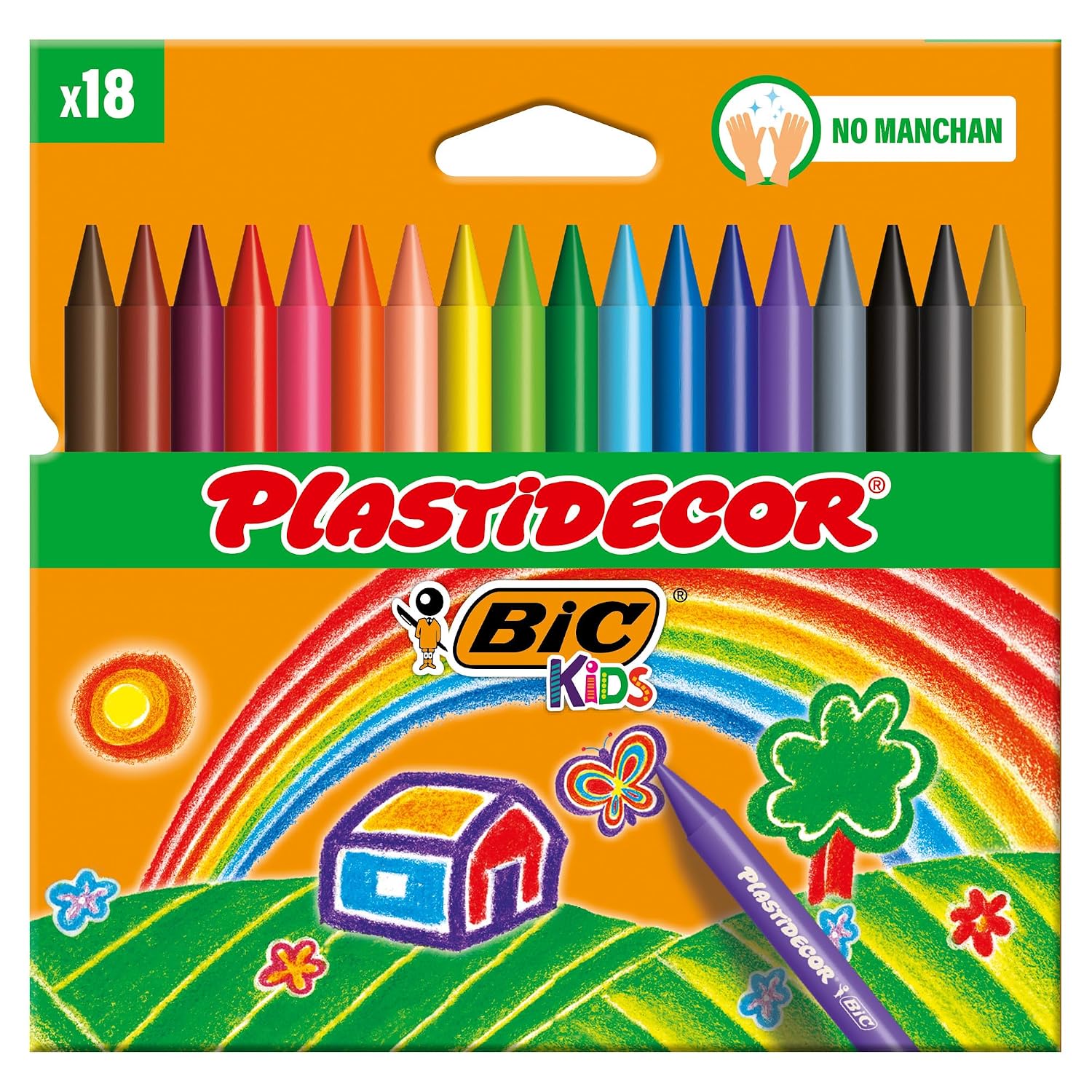 BIC Kids Ceras de Colores para Niños a Partir de 30 Meses, Plastidecor, Colores Surtidos, Clásico, Material Escolar, 18 Unidad (Paquete de 1)