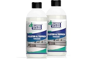 SUPER CLEAN Nettoyant pour tissus d'ameublement et tapis Concentré pour tous les types de tissus d'ameublement, moquettes, sièges de voiture, canapés ou fauteuils Contenu : 2 x 500 ml