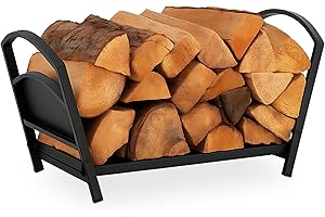 Relaxdays Cesto Leñero, de Metal, Soporte para Leña Plegable, 33x66x30,5 cm, Estante para Troncos, para Interior, Negro, Acero