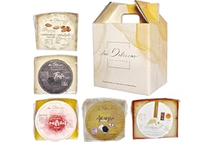 QUESOS LA ALDEA CALIDAD ARTESANAL QUESOS LA ALDEA | Caja Regalo Gourmet de queso de Oveja 950g | 5 Cuñas Artesanales: Azafrán, Pimentón, Ajo Negro, Trufa y Almendra Crocanti | Pack Semi Curado | caja gourmet perfecta para regalar
