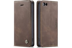 Ququcheng123 - Carcasa para iPhone 5/5S/SE, Funda de Piel con Cierre magnético, Carcasa antigolpes, Carcasa de café