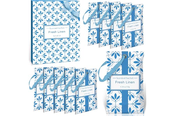 SCENTORINI Doftande Sachets, Linnedoft, Fräsch för Lådor, Garderober, Bilar och Klädskåp, 14 sachets, Långvarig Doft