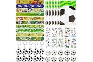 BJPERFMS 50PCS Football Party Bags, Football Party Bags Fillers Include Football Keyring，Football Bracelets，Football Tattoo Stickers，Football Eraser for Kids Birthday Christmas Party Gifts