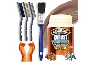 Rust Treatment Bundle with 90ml Hammerite Kurust Rust Converter, Wire Brush Stain Remover (Nylon, Steel, Brass) Decex Paintbrush & Gloves - Easy to Use & Fast Acting Solution as Rust Remover for Metal