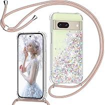 MyGadget Handyhülle Mit Halsband Für Google Pixel 8 Pro – Transparente Silikonhülle + Verstellbare Umhängekordel, Schwarz