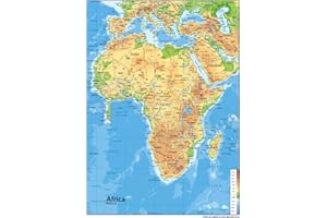 TIGER MOON Afrique physique carte – Papier plastifié – Format A1 59.4 x 84.1 cm