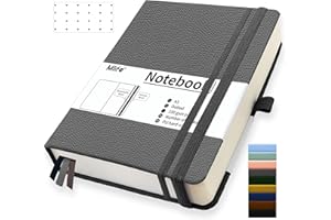 Mlife A5 Quaderno Puntinato,Taccuino con 360 Pagine E 100g/M² Carta Resistente All'Inchiostro, Quaderni Con Tasca Pieghevole Per Ufficio Scuola Casa Scrittura E Note(Grigio)