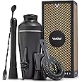 VonShef Cocktail Shaker Set, Black 6pc Set with 550ml Parisian Cocktail Shaker, Professional Bartender Set for Home Bar, Including Strainer, Muddler, Jigger & Other Bar Accessories, Gift Box Included