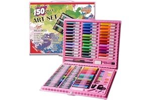 Ruication Art Set Kids and Adults, 150 PCS Art Supplies Drawing Kit Art Kits Deluxe Painting Coloring Set Carry Case Gift for Professional Beginners Artists Teens Boys Girls (Pink)