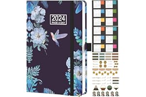 Nitukany 2024 Diary A5 Page a Day Runs January 2024 to December 2024 Appointment Book Monthly Weekly Hourly Planners with Calender Planner Stickers, Banded Hard Cover, Inner Pocket 5.7"x8.3"