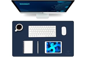 K KNODEL Knodel Tappetino Scrivania, Sottomano Scrivania, 60cm x 35cm in Similpelle PU, Tappetino per Laptop, Copri Scrivania, Doppia Facciata (Blu Scuro)