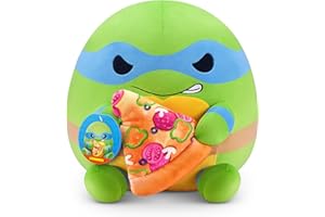 Snackles 35 cm Plush Teenage Mutant Ninja Turtles Edition by ZURU, Cuddly Squishy Comfort Plush with Teenage Mutant Ninja Turtles theme and Pizza Snack Accessory (Leonardo)
