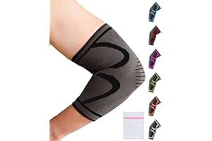 360 RELIEF Elbow Support for Men, Women, Kids, 1 Pack Compression Elbow Sleeve for Tennis, Golfers, Sports, Fitness, Gym, Weightlifting, Medium, Black + Laundry Bag