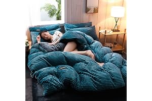 SHUOJIA Juego De Fundas De Edredón 135x200cm,Calidez De Invierno Sábanas De Lana De Coral Gruesas De Doble Cara Más Funda Nórdica De Lana Ropa De Cama De Franela (Blue,150 * 200cm)