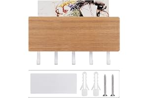 ISIYINER FT-SHOP Key Letter Hanger Wall Mounted Mail Key Organiser Wooden with 5 Key Hooks Key Holder Letter Rack for Entryway Home Office Kitchen Momsroom